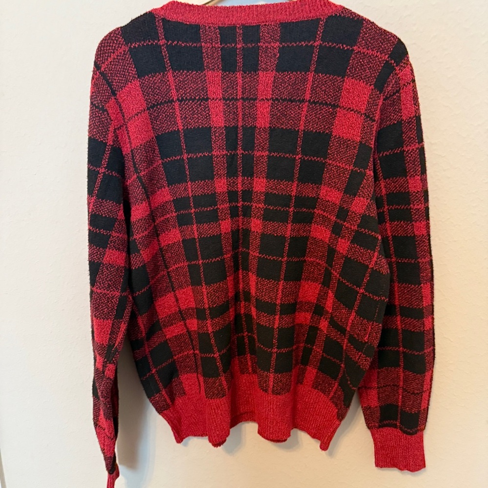 Holiday Time Ugly Christmas Sweater Women’s Sz XL Plaid Merry Bright Red Plaid - Picture 2 of 6